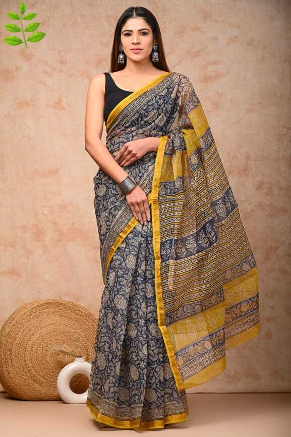 Kota Doria Hand blockprint Saris, with Blouse