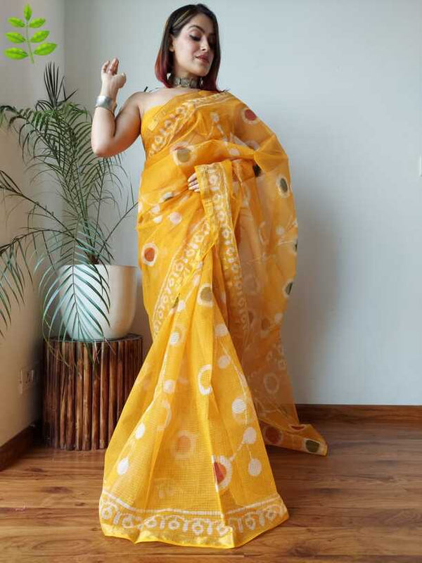 Kota Doria Hand blockprint Saris, with Blouse