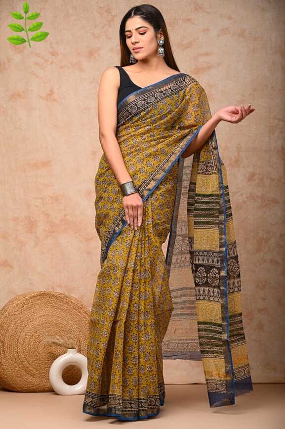 Kota Doria Hand blockprint Saris, with Blouse