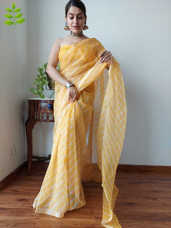 Kota Doria Hand blockprint Saris, with Blouse