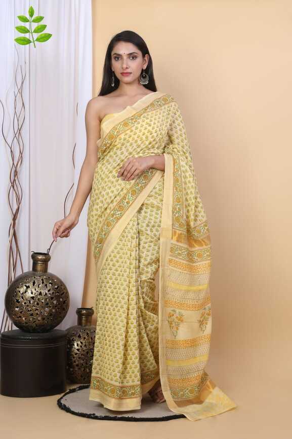 Maheshwari silk Hand blockprint Saris, with Blouse