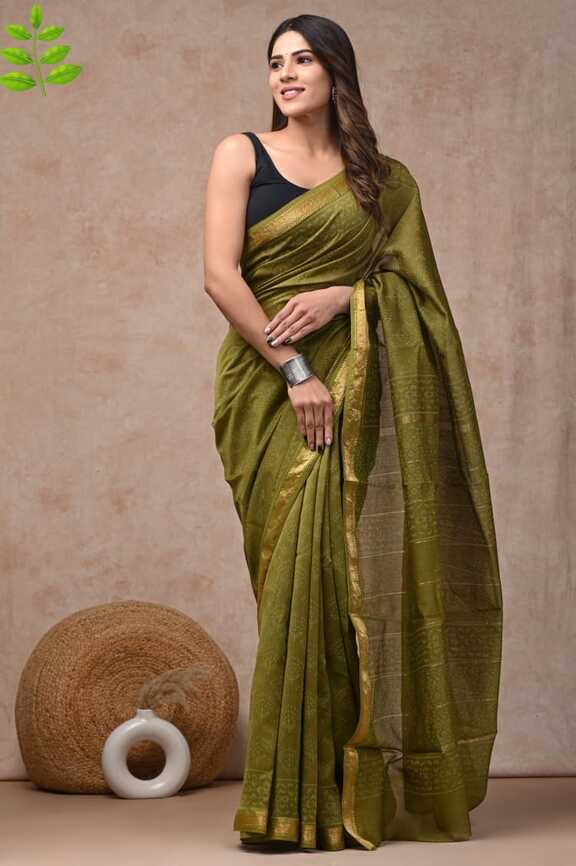 Maheshwari silk Hand blockprint Saris, with Blouse