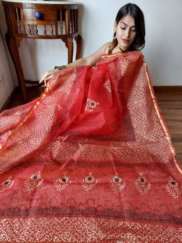 Hand Painted saris in Organza silk, with Blouse