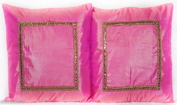Pink Silk & Tape, 16x16 IN Cushion Cover pair