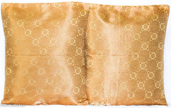 Gold Brocade, 16x16 IN Cushion Cover pair