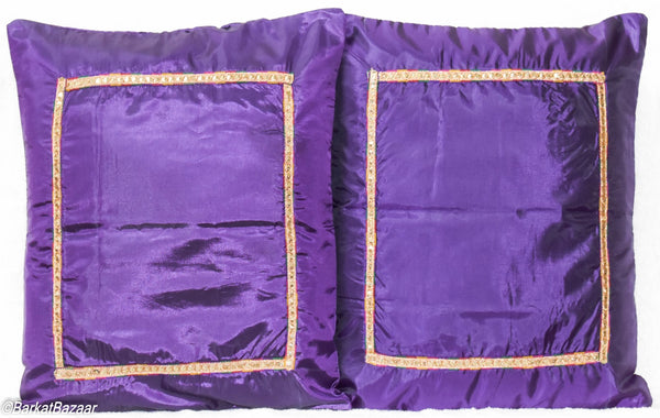 Purple Silk, 16x16 IN Cushion Cover pair