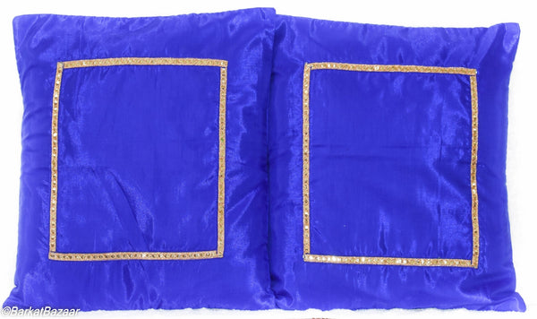 Blue Silk & Tape, 16x16 IN Cushion Cover pair