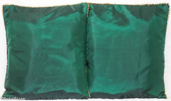 Green Silk, 16x16 IN Cushion Cover pair